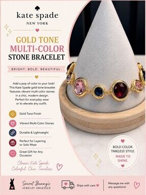 Kate Spade Gold Tone Multi-Color Stone Bracelet